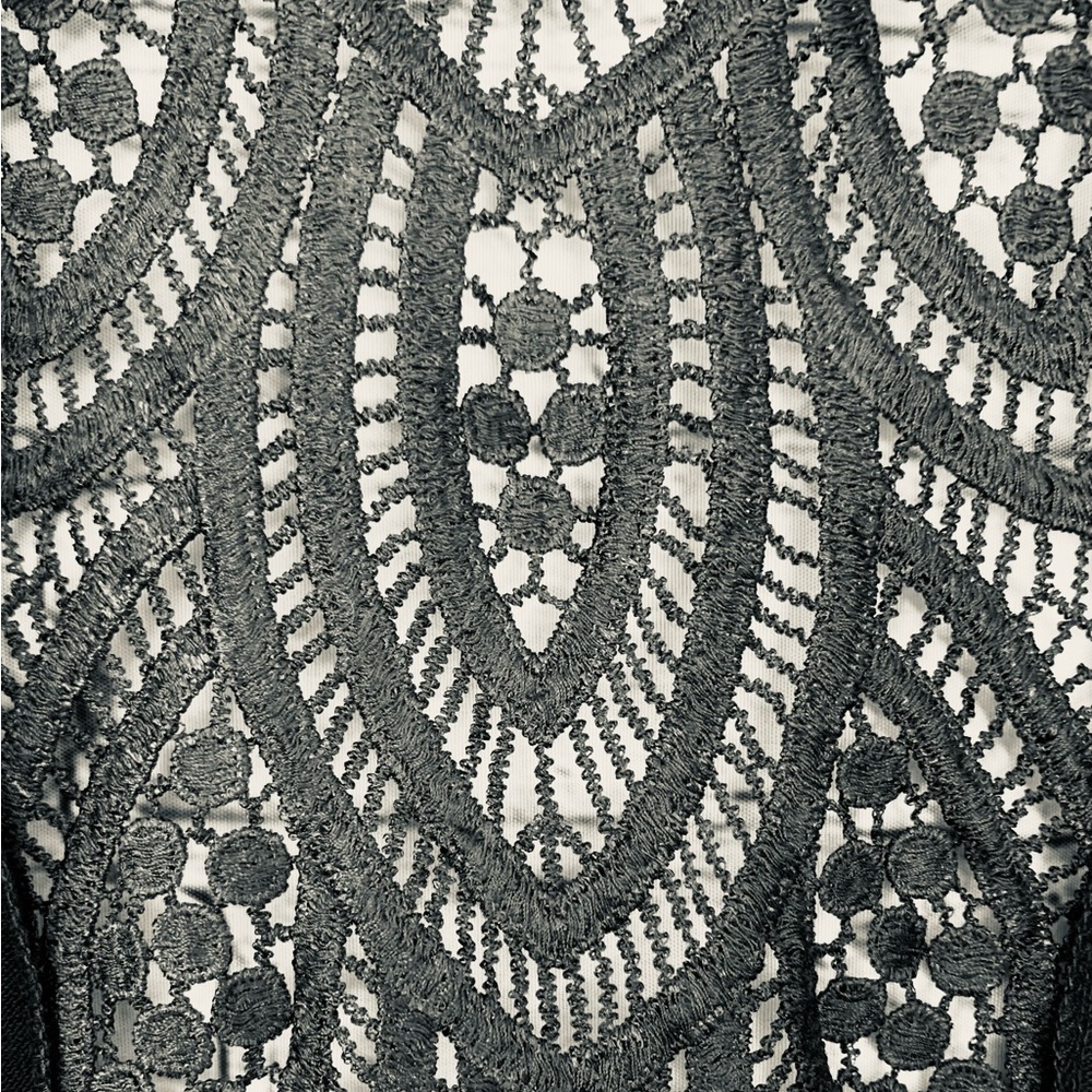 One World Crochet Lace Back Black Cardigan Open Front Size XL - Picture 3 of 8